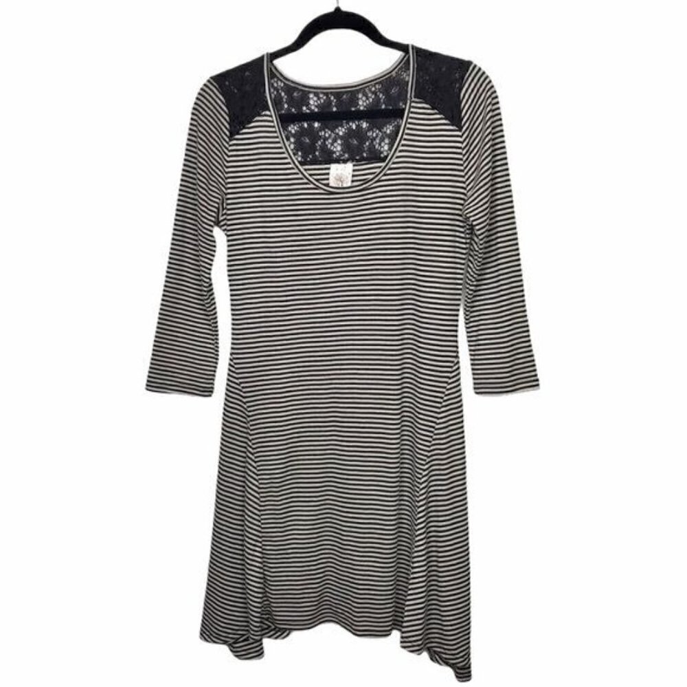 Self Esteem Black Ivory Stripe Lace Back Dress XL Juniors